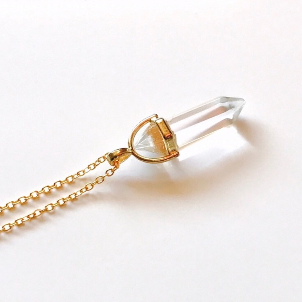 Final Price! Clear Crystal Pendant Necklace - Picture 2 of 5